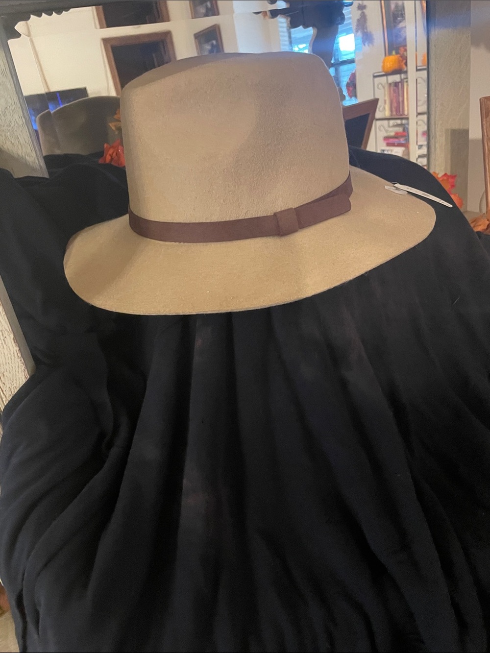 Faded Glory Tan Wide-Brim Fedora with Brown Band